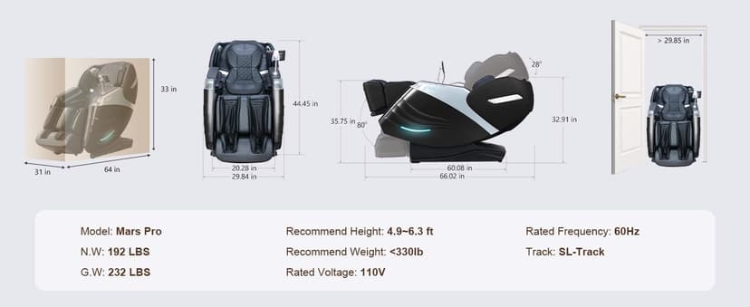 RELX Massage Chair Full Body, 20 Modes Zero Gravity SL-Track Shiatsu Massage Chair Built-in Heat System, Airbag Massage with Body Scan, Deep Yoga Stretch, Calfrest Extension and AI Control(Black)