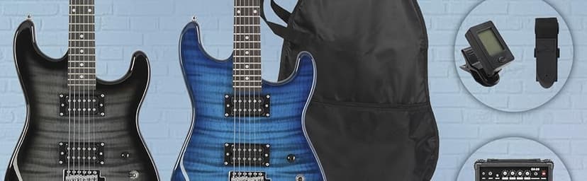 Ktaxon Electric Guitar Kit, 39 Inch H-H Pickups Beginner Electric Guitar Set with 20W Amplifier, Bag, Strap, Cable, Accessories for Adults & Teens (Tiger Blue)