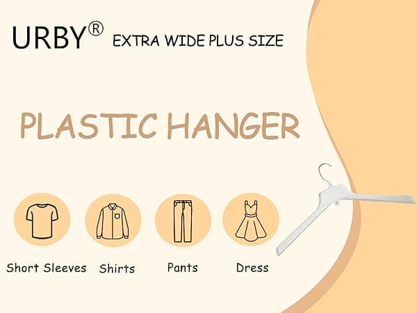 Extra Wide Hangers for Plus Size Clothes, Ganchos para Colgar Ropa,19 Inch Plus Size Hangers Ideal for XL, XXL Shirts, Coats, Dresses, Etc. Plastic. Black.