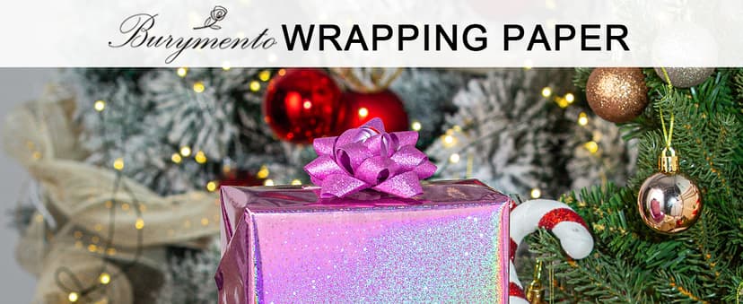 Burymento Pink Wrapping Paper Roll, Metallic Holographic Star Gift Wrap for Birthday, Valentines, Mothers day, Graduation, Wedding, Fathers day, Baby Shower, Christmas (17 IN x 32.8 FT) B0D9NFKFFC