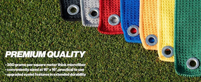 Handy Picks Microfiber Golf Towel (16" X 16") with Carabiner Clip, Waffle Pattern Golf Towel Hook and Loop Fastener - The Convenient Golf Cleaning Towel