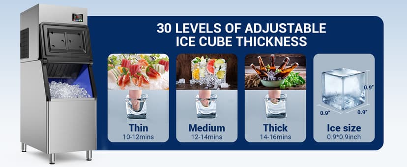 Commercial Ice Maker, 760 LBS/24h with 560 LBS Storage Bin, 156 Ice Cubes Ready in 5-15 min, Self Cleaning Stainless Steel Industrial Ice Machine for Bar Restaurant Cafe