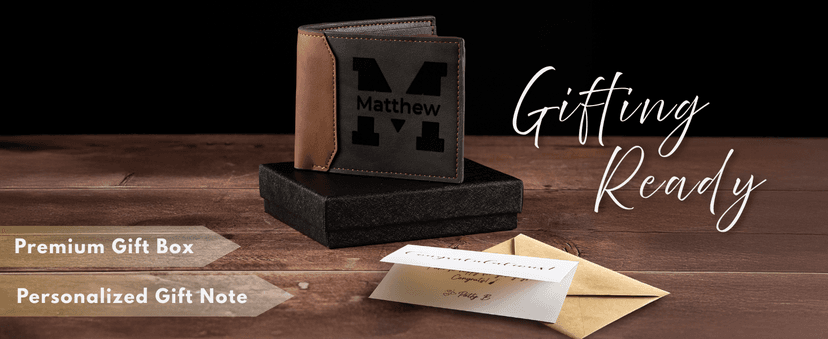 GIFTS TO ENGRAVE Personalized Gifts for Men – Custom Wallets for Men with Name Engraving | Personalized Wallet for Men – Great Fathers Day Wallet Gift for Husband, Dad, or Boyfriend