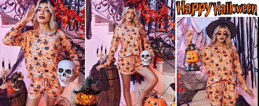 Drop Shoulder Pijamas de Mujer,Sexy Curved Hem Sleepwear,Round Neck Comfrt Sleepwear,Christmas Gift for Her,Sleepover Party Ekouaer Womens Waffle Knit Pajama Sets Long Sleeve Top and Short Lounge Set B09N3V12Q7