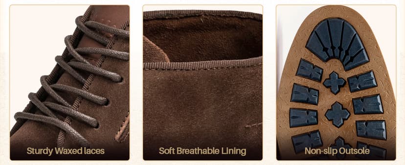 Arkbird Mens Chukka Boots, Genuine Suede Leather Classic Fashion Casual Ankle Lace-up Dress Boots for Men