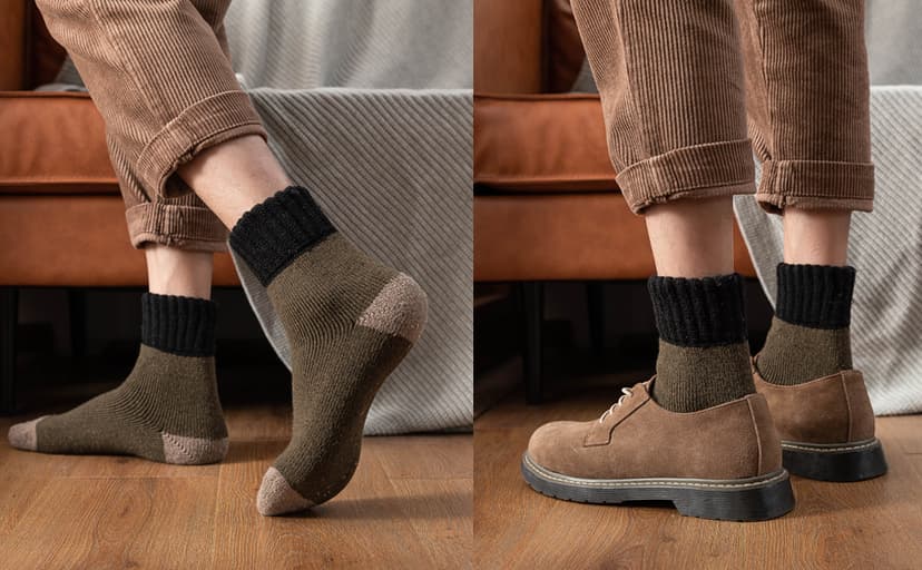 YZKKE 3Pack Mens Super Thick Wool Warm Socks - Soft Comfort Casual Crew Winter Socks