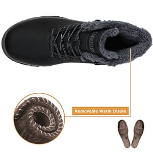 CARENURSE Mens Winter Snow Boots Water Resistant Warm Fur Lined Anti Slip Work Ankle Shoes Casual Lightweight Hiking Outdoor Trekking Boot