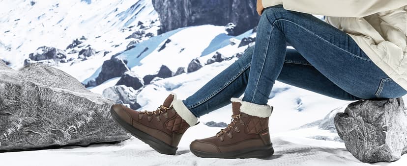 Dannto Womens Winter Snow Boots Warm Fur Lined Ankle Shoes Water Resistant Booties Non Slip Sole