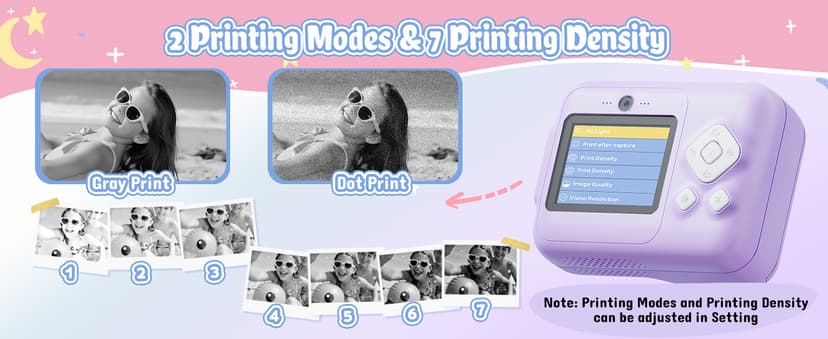 Kids Camera, 1080P Instant Digital Print Camera for Kids, Christmas Birthday Gifts for 4 5 6 7 8 9 10 Year Old Girls Boys, Portable Toy with 32GB SD Card & 3 Rolls Printing Paper, Purple