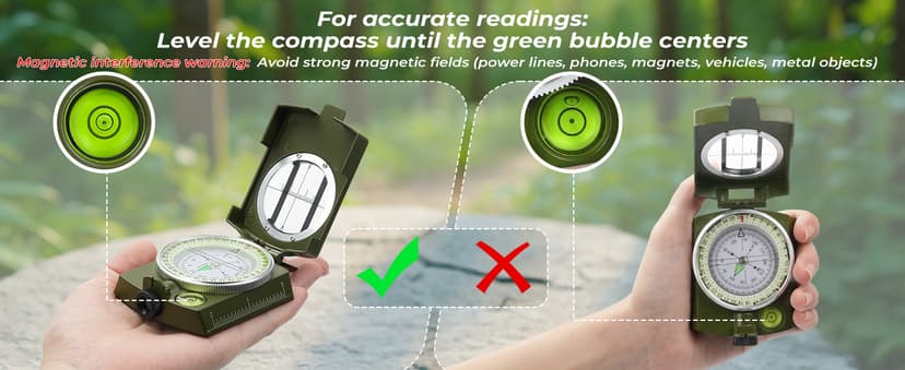 Sportneer Compass: Accurate Durable Lightweight Orienteering Compass with Strap and Carrying Case, Glow in The Dark Waterproof Hiking Essentials for Camping Backpacking, Best Survival Gifts for Kids