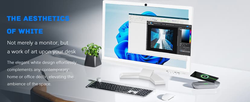 22 inch Touch Screen Monitor with Webcam FHD 1920x1080P Computer Monitor FreeSync HDR HDMI Ports Eye Care Frameless VESA Mount