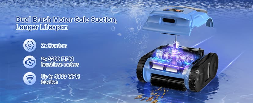 (2025 Upgrade) Pool Vacuum for Inground Pools, Robotic Pool Cleaner, Wall Climbing Pool Cleaner, Cleans Pool Floors, Drain & Walls & Waterline, Cleaning Up to 2100 Sq.ft, 180 Min