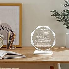 Movdyka Boss Gifts for Men Women Best Going Away Retirement Appreciation Gifts for Boss Lady Crystal Office Decor Plaque Gifts Boss Day Birthday to My Boss, Clear