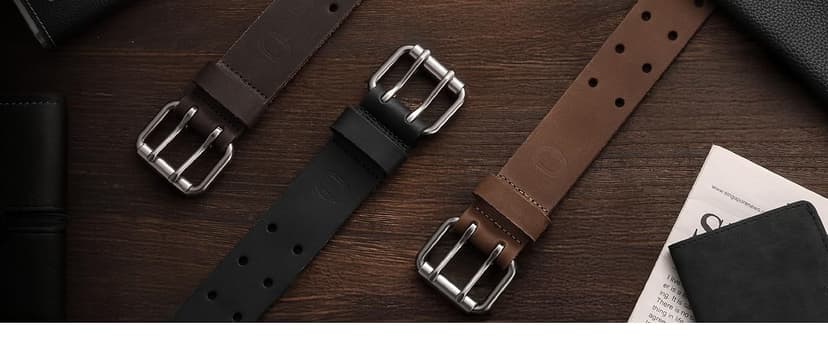 CHAOREN Work Belts for Men Heavy Duty - 1.5" Full Grain Leather Belt Casual - Fully Adjustable, Double Prong