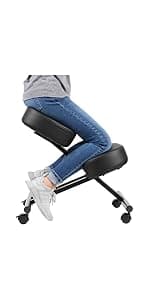 Ergonomic Kneeling Chair, Adjustable Stool for Home and Office - Improve Your Posture with an Angled Seat - Thick Comfortable Moulded Foam Cushions - Brake Casters