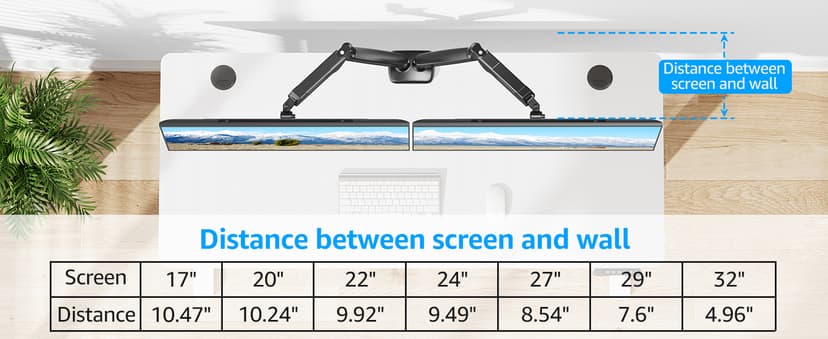 MOUNTUP Dual Monitor Stand for Desk, Monitor Arms for 2 Monitors 32 27 24 22 Inches, Height Adjustable Double Monitor Mount, VESA Mount with C-Clamp & Grommet Base, Holds 4.4-17.6lbs