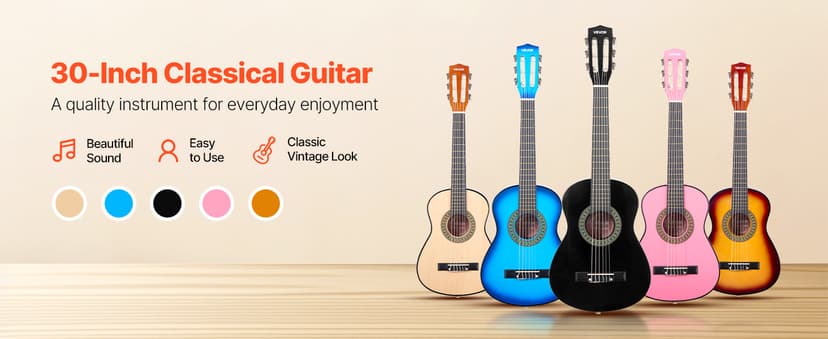 VEVOR Acoustic Guitar, Classical Guitar Starter Kit for Beginners, with Nylon Strings, Basswood Guitar, for Kids Adults Girls Boys Students