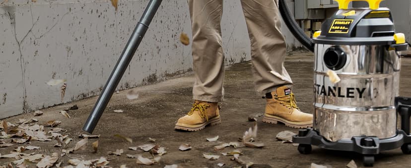 STANLEY SL18116 Wet/Dry Vacuum, 6 Gallon, 4 Horsepower, Stainless Steel Tank, 4.0 HP, Silver+Yellow