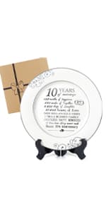 25th Anniversary Plate with Platinum Foil - Silver 25 Year Marriage Anniversary Wedding Gifts for Couple Her Him Husband Wife, 9"