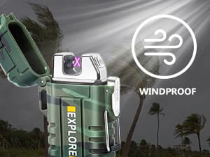 LcFun LcFun Waterproof Electric Dual Arc Lighter USB Rechargeable Outdoor Windproof Flameless Plasma Lighters for Camping, Hiking, Adventure, Survival Tactical Gear Stocking Stuffers Gifts for Men