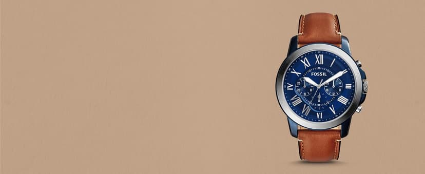 Fossil Men's Grant Quartz Stainless Steel and Leather Chronograph Watch