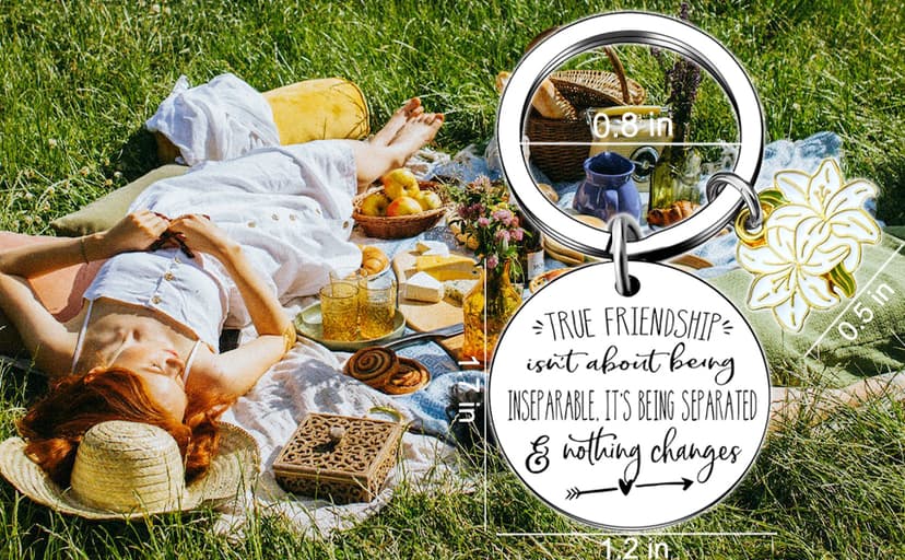 Best Friend Keychain Gifts For Women Sister Long Distance Friendship Gift Bestie Best Friend Birthday Gifts For Women Moving Away Gift For Teen Girls Anniversary Accessories Lily Flower