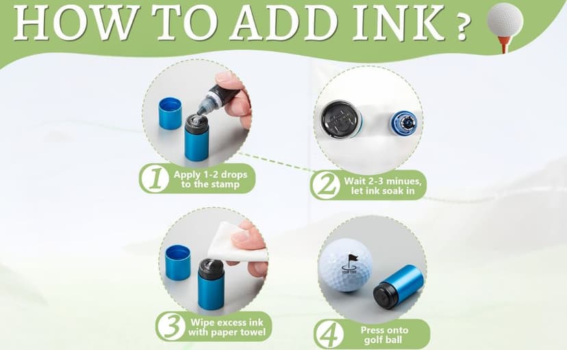 Custom Golf Ball Stamp Marker, Quick-Dry Self-Inking Golf Ball Personalized Stamp with Logo Monogram, Reusable Waterproof Golf Ball Marking Gift for Men Golfer & Dad Husband, Golf Balls Stamp