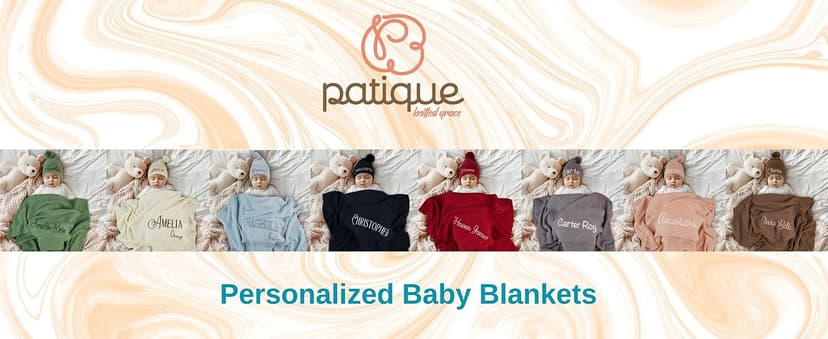 Personalized Baby Blanket, 100% Organic Certified Cotton, Customized Swaddle Blanket with Name, Receiving Blankets for Boys and Girls, Perfect Custom Gifts for Newborns, Kids and Baby Showers