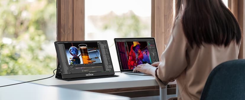 InnoView Portable Monitor, 15.6 Inch FHD 1080P HDMI USB C Second External Monitor for Laptop, Desktop, MacBook, Phones, Tablet, PS5/4, Xbox, Switch, Built-in Speaker with Protective Case