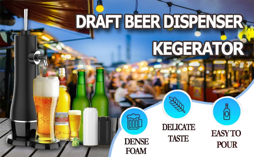 Draft Beer Dispenser, Beer Foam Maker, Beer Draft System for Canned and Bottled, Beer Gifts for Men, Father's Day, Birthday, Black