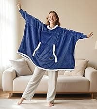 Catalonia Oversized Blanket Hoodie Sweatshirt, Wearable Sherpa Lounging Pullover for Adults Women Men