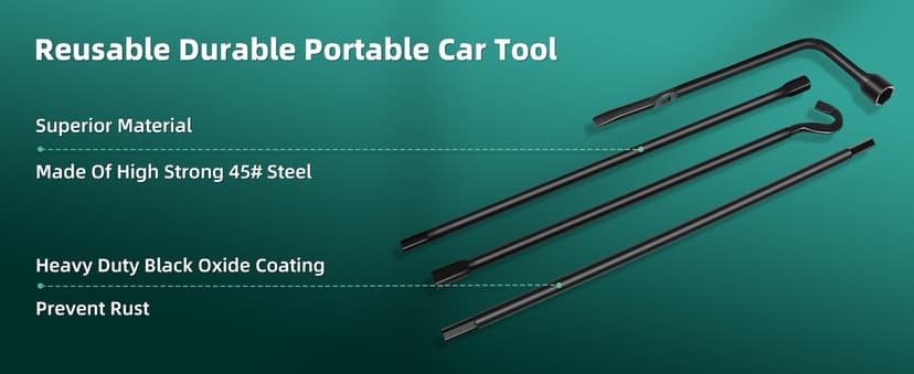 SCITOO Compatible for 2005-2021 for TOYOTA Tacoma Spare Tire Tool with 1 Lug Wrench Tool 1 Hook Segment 2 Extension Segments 091150C030 091500R010