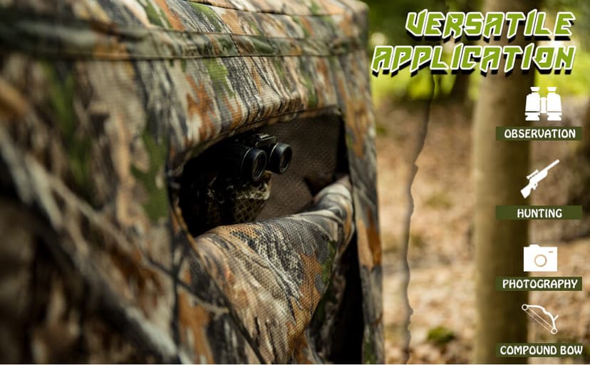 Lenotos Hunting Blind, 2 Person Pop Up Blinds 360 Degree See Through, Portable Durable Hunting Ground Blinds for Deer & Turkey Hunting