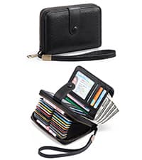 GAEKEAO Small Wallets for Women RFID Blocking Leather Bifold Zipper Pocket Wallet Credit Card Holder with ID Window