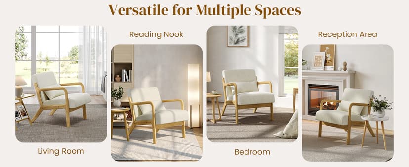 Yaheetech Accent Chair for Living Room, Corduroy Mid Century Modern Reading Armchairs with Lumbar Pillow for Bedroom, Decorative Sofa Chair for Adult Beige/Set of 1