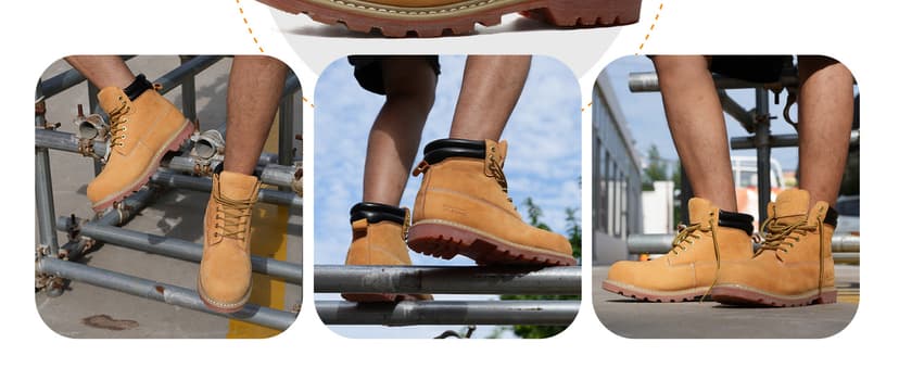 SAFETY LOONG Work Boots for Men Waterproof Soft Toe Non Slip Comfortable Leather Workboots