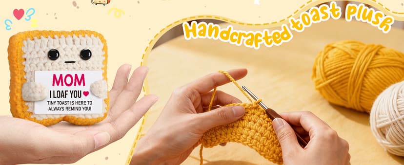 Mothers Day Pun Gift for Mom from Daughter Son- Handmade Cute Loaf Crochet Toast - I Love You Funny Presents for Moms Bonus Mamas Mother-in-Law Birthday, Valentine's Christmas Stocking Stuffers B0F2STWR98