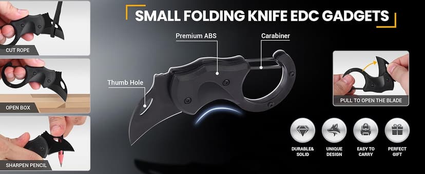 Small Pocket Knife Gift for Men, Keychain Box Cutter with 1.34inch Blade, Mini Folding Knives EDC Gadgets for Everyday Carry, Stocking Stuffers Gift for Adults Men Him