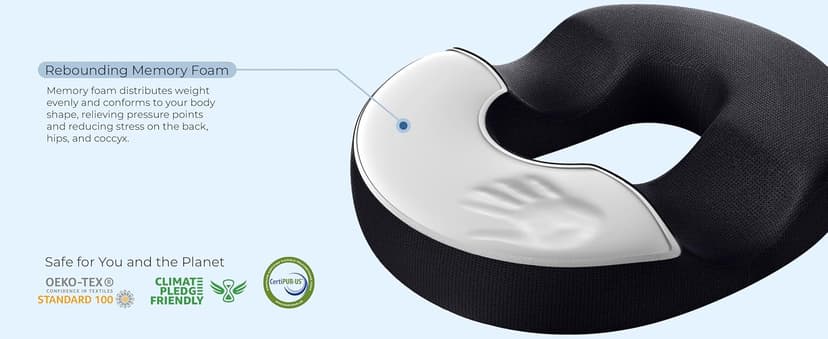 5 STARS UNITED Donut Pillow Hemorrhoid Tailbone Cushion – Large Floor Cushion for Pain Relief – Coccyx, Prostate, Sciatica, Pelvic Floor, Pressure Sores, Pregnancy, Postpartum Recovery, Black