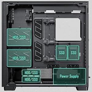 Antec Flux Pro, 6 x PWM Fans Included, High-Airflow Front Panel with Walnut Wood, iShift PSU 90° Mount, USB3.0 x 2, Type-C, 420mm Radiator Support, Temp. Display, Full-Tower E-ATX PC Case