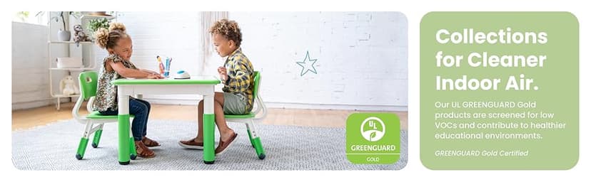 ECR4Kids Classroom Adjustable Chair, Flexible Seating, Grassy Green, 2-Pack