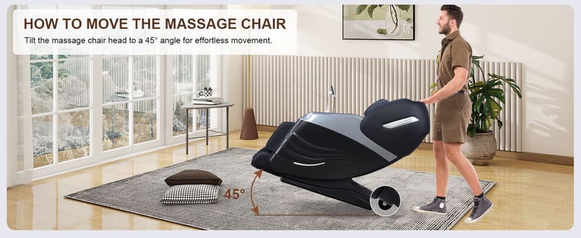 RELX Massage Chair Full Body, 20 Modes Zero Gravity SL-Track Shiatsu Massage Chair Built-in Heat System, Airbag Massage with Body Scan, Deep Yoga Stretch, Calfrest Extension and AI Control(Black)