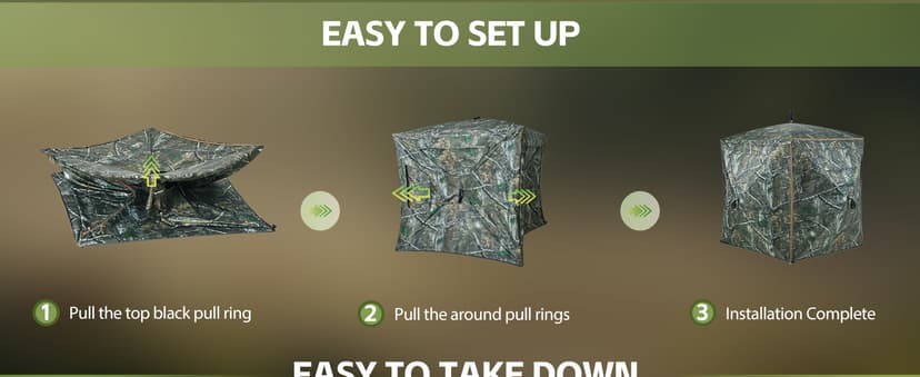 Hunting Blind, 360 Degree See Through Pop Up Deer Blind for 1-2 Person, Silent Sliding Windows,Ground Blind with Carry Bag, Camouflage Hunting Tent for Deer Turkey Duck Hunting