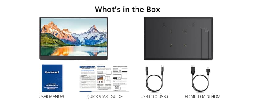 UFYQL Portable Monitor 15.6-inch FHD 1080P Ultra-Slim Travel External Monitor HDR IPS Gaming Display with Kickstand &Speakers USB-C HDMI Plug&Play,for Laptop PC Phone PS4/5 Xbox Switch
