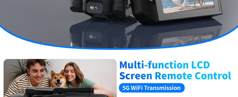 Drones with Camera for Adults 4K, GPS Drone with 4.5” LCD Screen Controller Follow Me Auto Return 5G Long Range Transmission Foldable FPV Drone for Beginners Under 249g