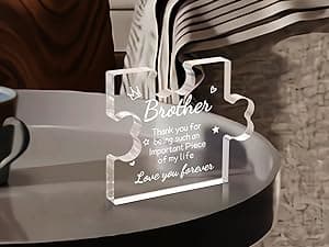 Funnli Gifts for Men Boys Acrylic Plaque - Fathers Day Christmas Birthday Gifts for Brother 3.35 x 2.76 Inch Desk Decorations - Brother Son Nephew Grandson Graduation Gifts from Sister
