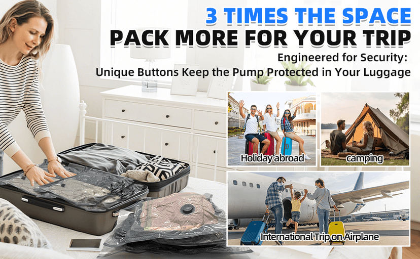 15 Pack Travel Vacuum Bags for Clothing with Rechargeable Electric Pump,Travel Vaccine Sealed Storage Bag for Clothes Suitcase