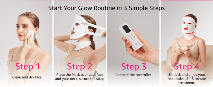 850nm Near Infrared (NIR), 7 Mode Portable LED Face Mask for True Anti-Wrinkles Skincare at Home Red Light Therapy Mask for Face and Neck with 396 LEDs B0GF25FKF4