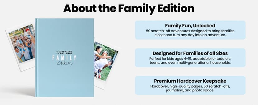Family Edition – 50 Screen-Free Scratch-Off Activities for Kids & Adults | Fun Family Game & Gift | Blended Family Bonding & Adventure Book