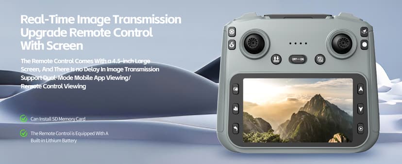 2K Dual Camera Drone with 4.5" LCD Screen Remote (No Phone Needed), Brushless Motor FPV Quadcopter, Under 249g Mini Drone, Foldable Design, 2 Batteries, Optical Flow Stable Hover, Portable for Adults